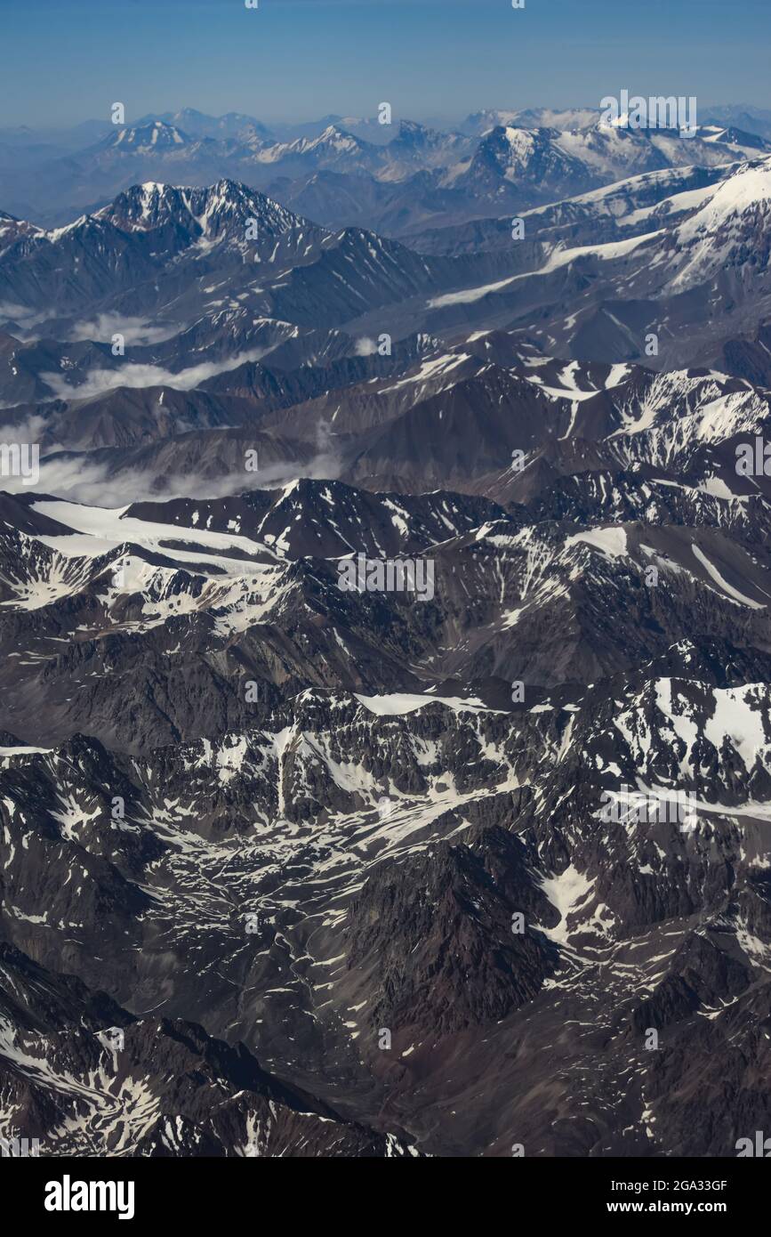 Ande montagne tra Argentina e Cile al confine con il Cile; Cile Foto Stock