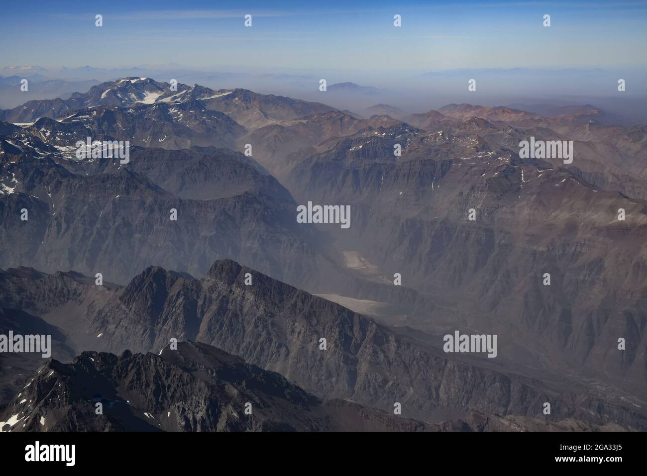 Ande montagne tra Argentina e Cile al confine con il Cile; Cile Foto Stock