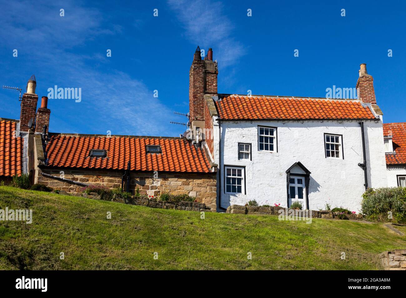 Cottage a Robin Hood's Bay, North Yorkshire, Inghilterra, Regno Unito Foto Stock