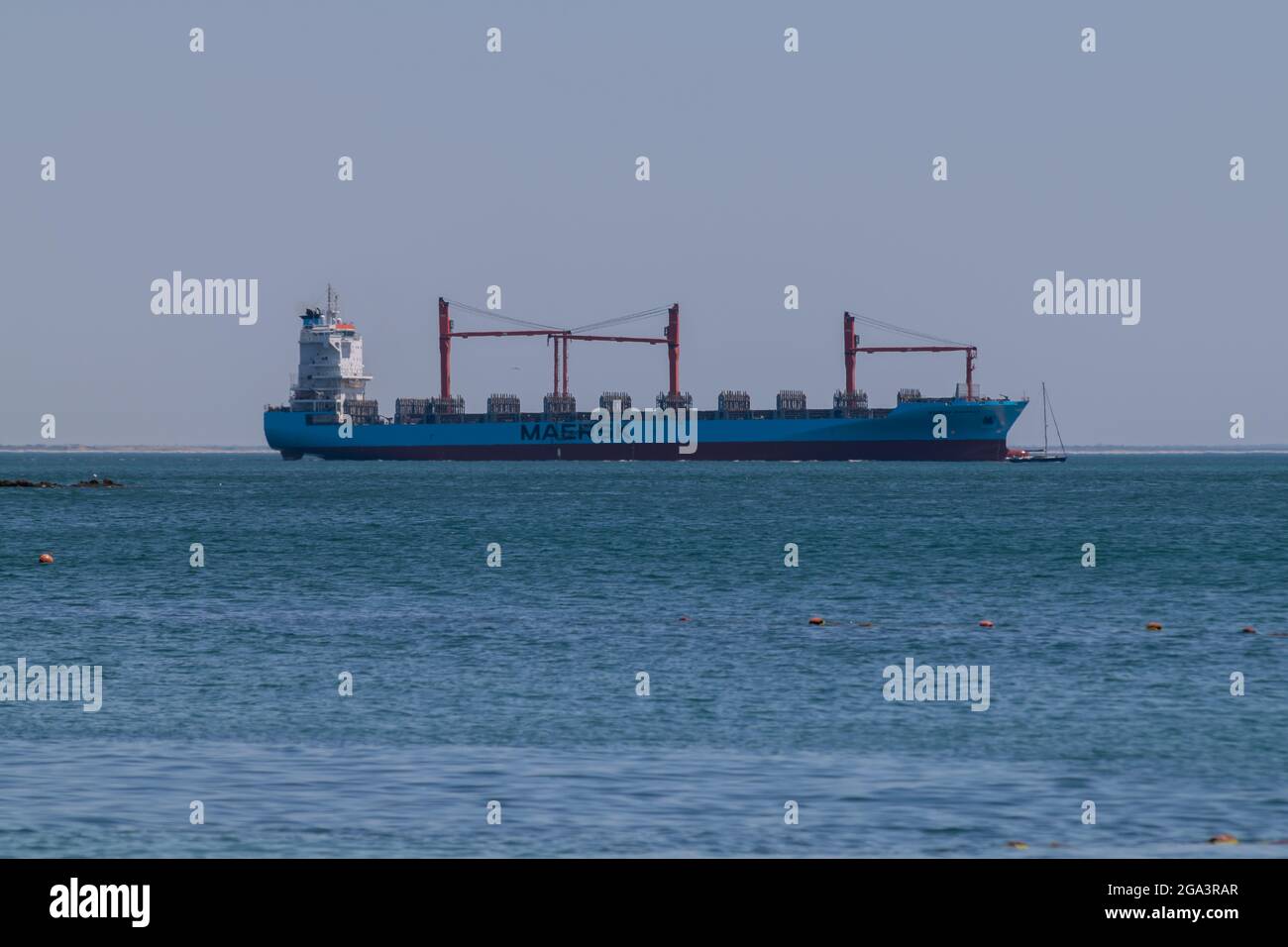 Maersk più grande Cargo Ship Logistics Service, crisi dei trasporti Foto Stock