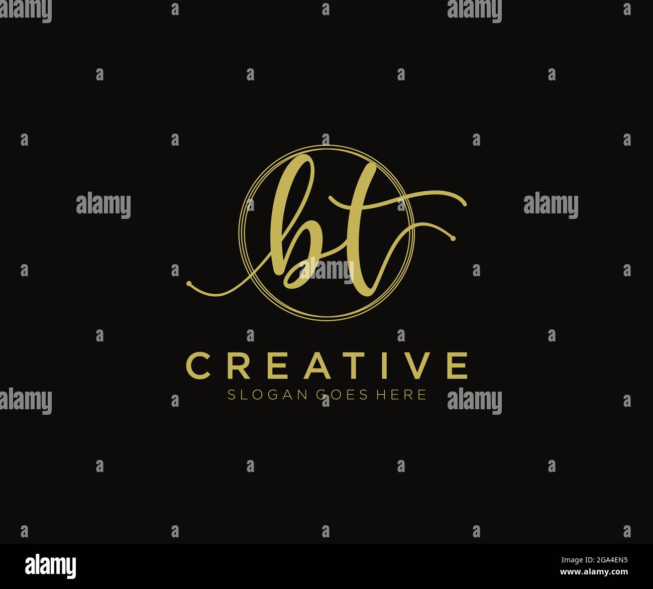 BT monogramma di bellezza del logo femminile e design elegante del logo, logo di scrittura a mano della firma iniziale, matrimonio, moda, floreale e botanico con creativo Illustrazione Vettoriale