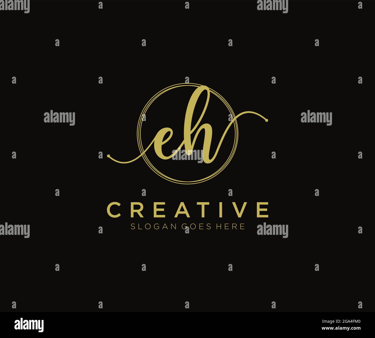 Monogramma EH Femminile e design elegante con logo, logo scritto a mano della firma iniziale, matrimonio, moda, floreale e botanico con creatività Illustrazione Vettoriale