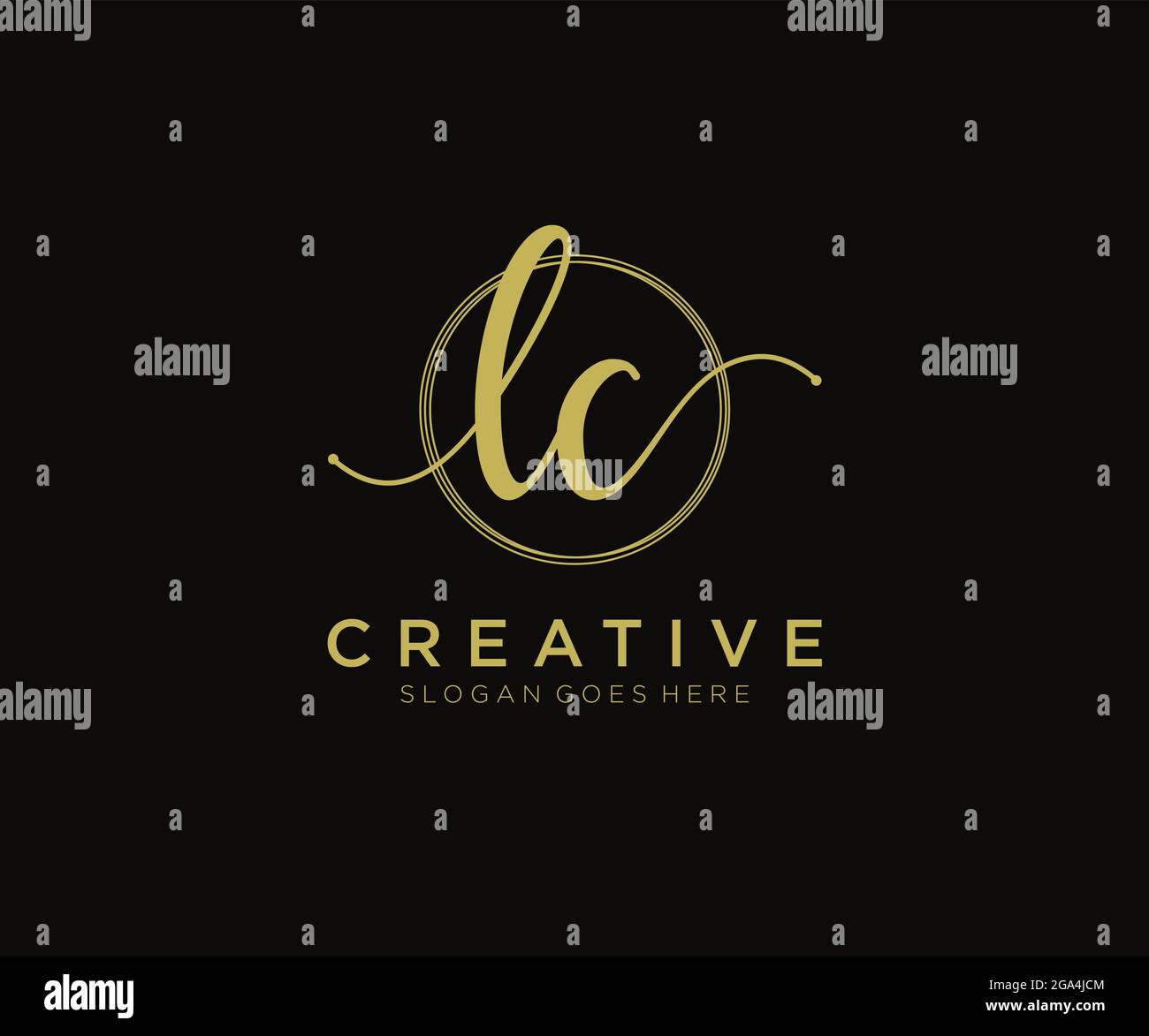 LC Monogramma di bellezza con logo femminile ed elegante design con logo, logo scritto a mano di firma iniziale, matrimonio, moda, floreale e botanico con creatività Illustrazione Vettoriale