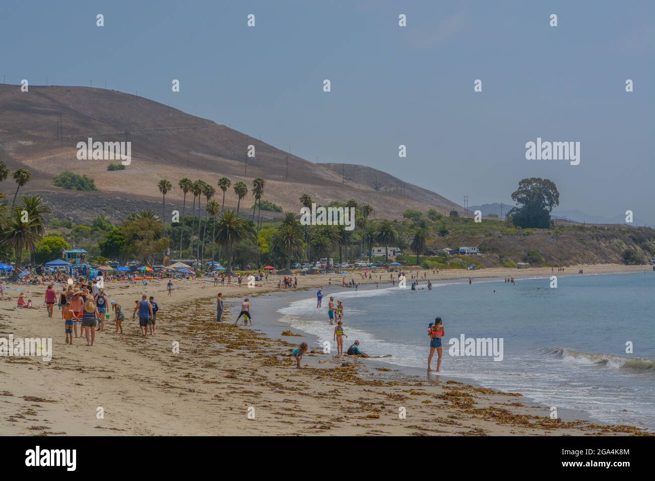 Refugio state Beach sulla costa di Gaviota a Goleta, nella contea di Santa Barbara, California Foto Stock