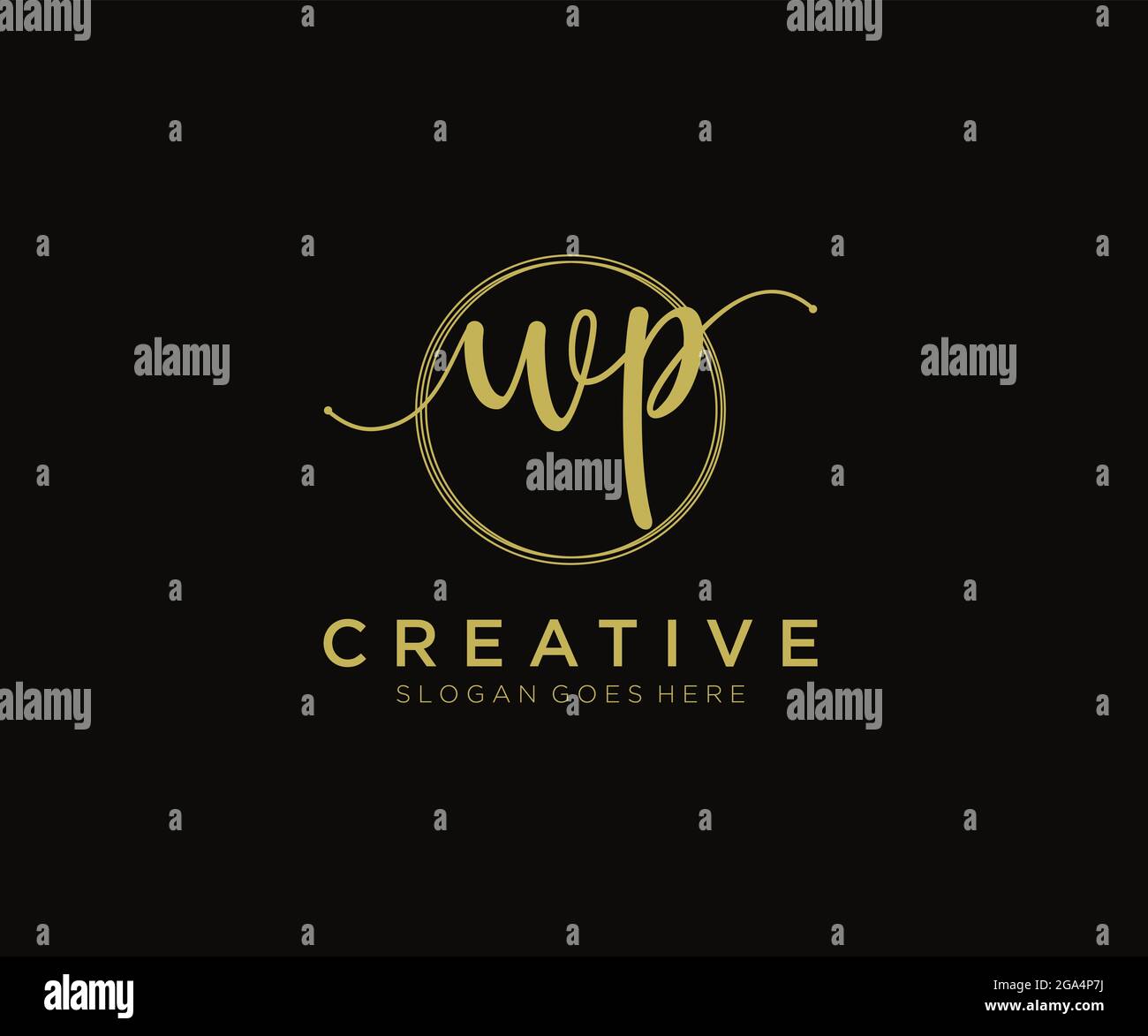 WP monogramma di bellezza del logo femminile e design elegante del logo, logo di scrittura a mano della firma iniziale, matrimonio, moda, floreale e botanico con creativo Illustrazione Vettoriale