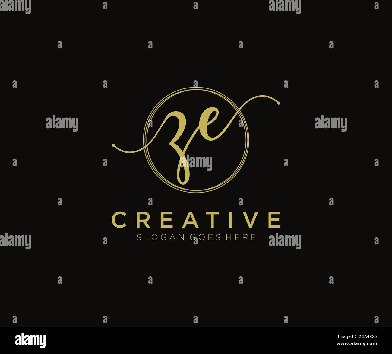 ZE Monogramma di bellezza del logo femminile e design elegante del logo, logo di scrittura a mano della firma iniziale, matrimonio, moda, floreale e botanico con creativo Illustrazione Vettoriale