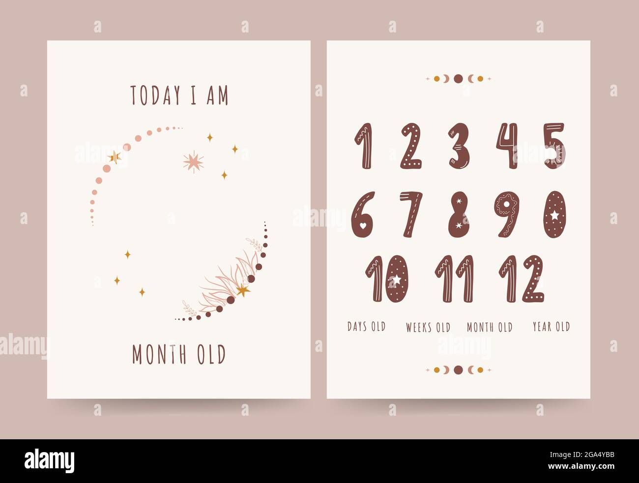 46 Carte Ricordo Neonato HuBorns - Per Foto E Tappe Del Primo Anno, Design Neutro, Con Scatola - Foto 2