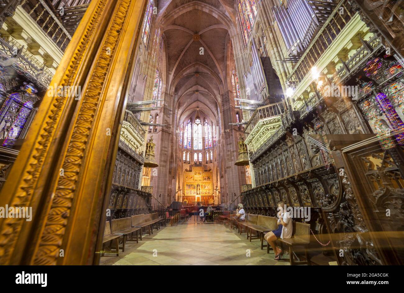 Leon, Spagna - 25 giugno 2019: Leon Cathedral chorus, chiamato anche la Casa della luce, Spagna Foto Stock
