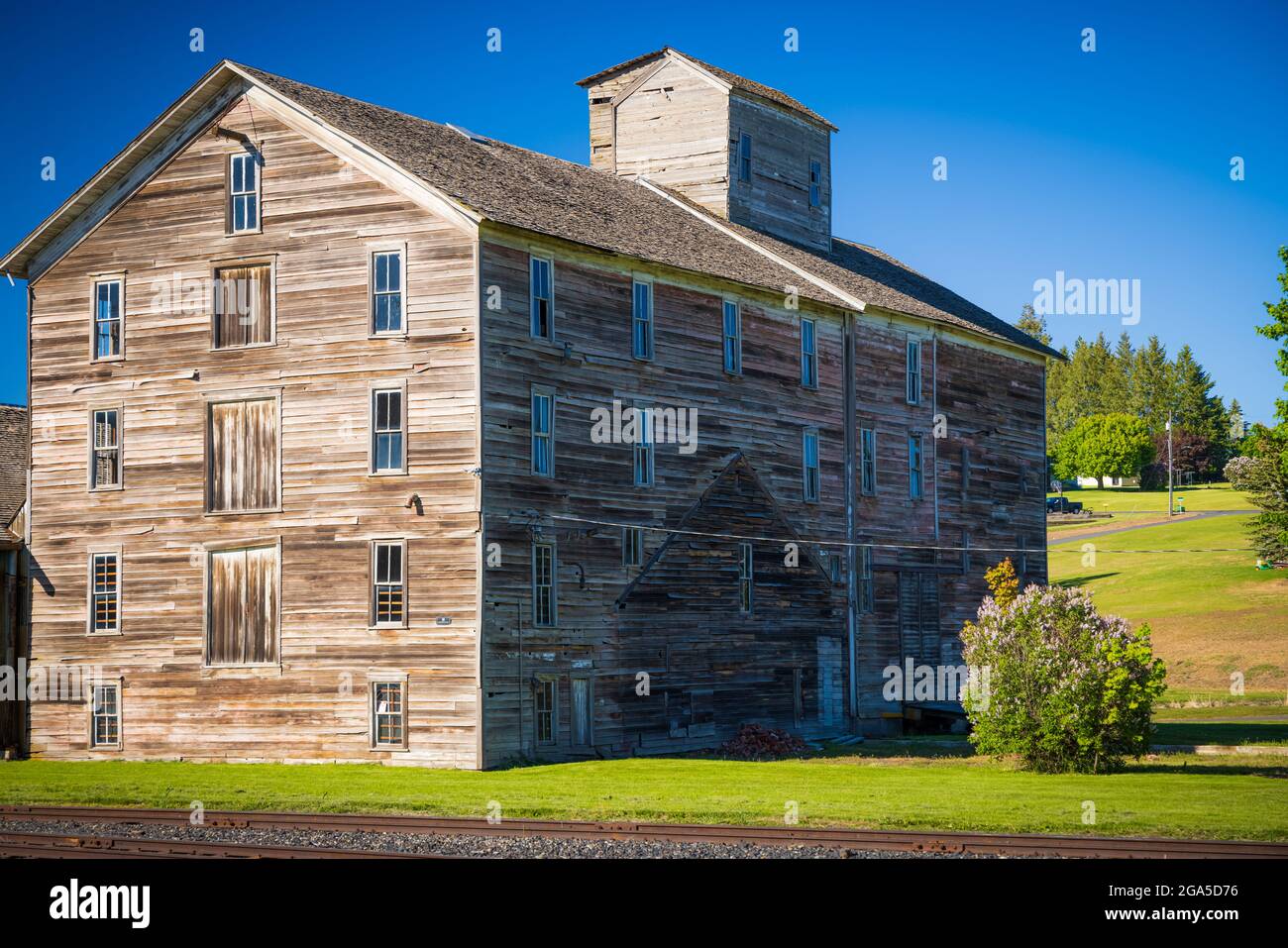 Il Barron Flour Mill di Oakesdale, Washington, è l'unico mulino intatto rimasto sul Palouse Foto Stock