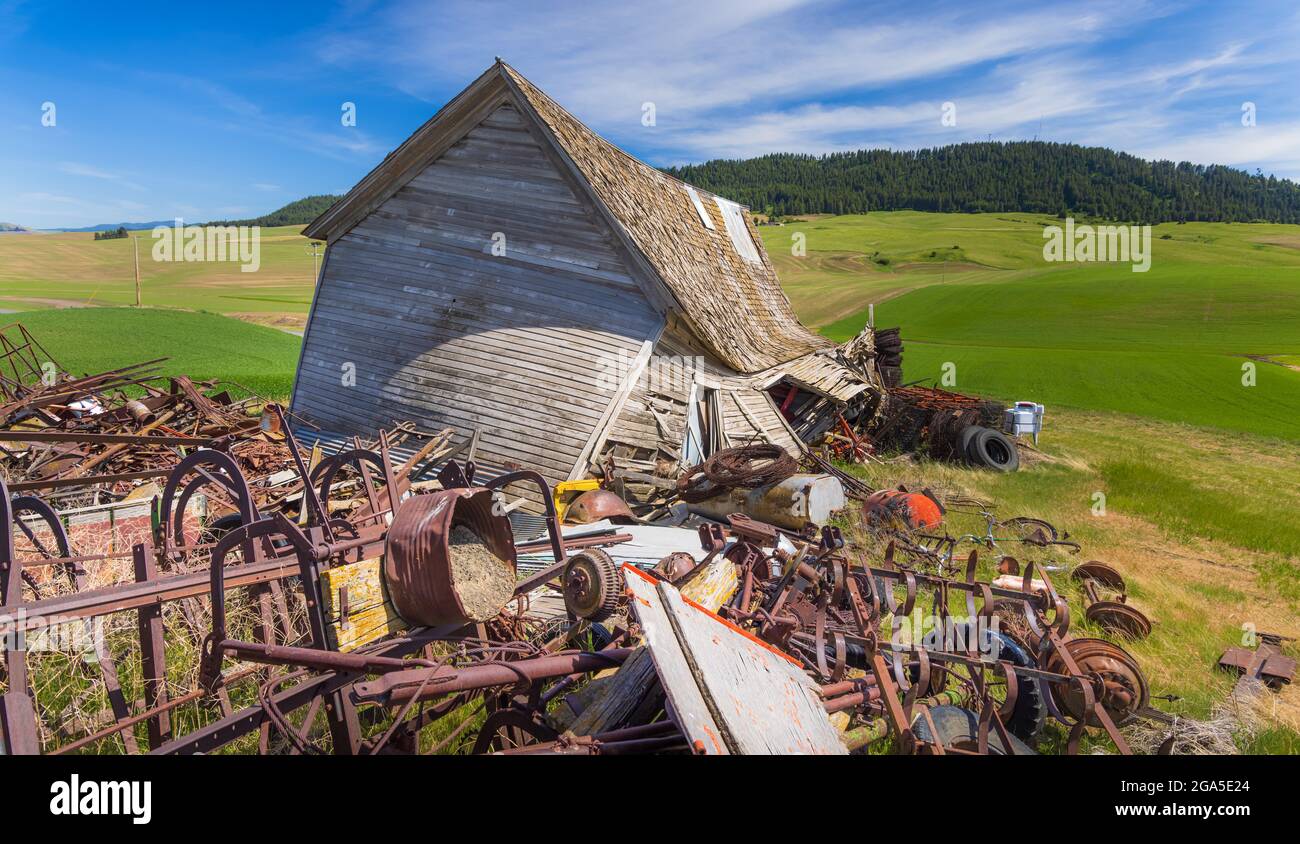 Edificio della scuola crollato nella zona agricola di Palouse dello stato orientale di Washington Foto Stock