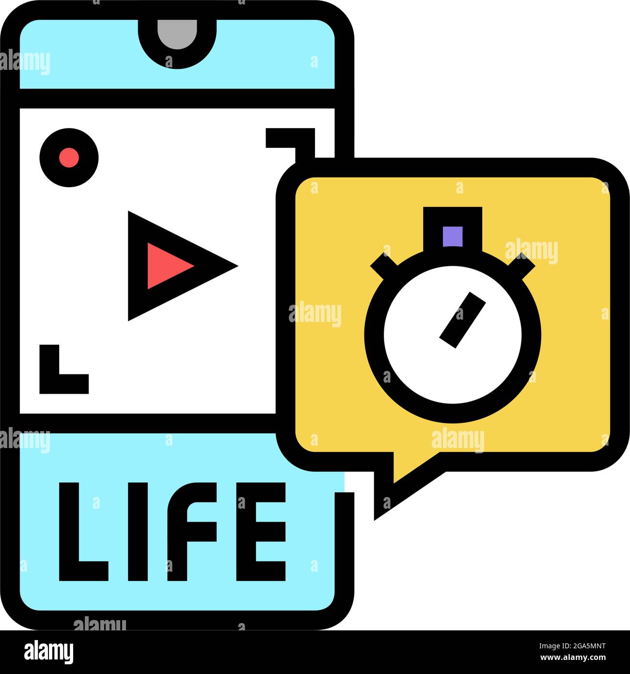 immagine vettoriale dell'icona a colori temporanea del video live Illustrazione Vettoriale