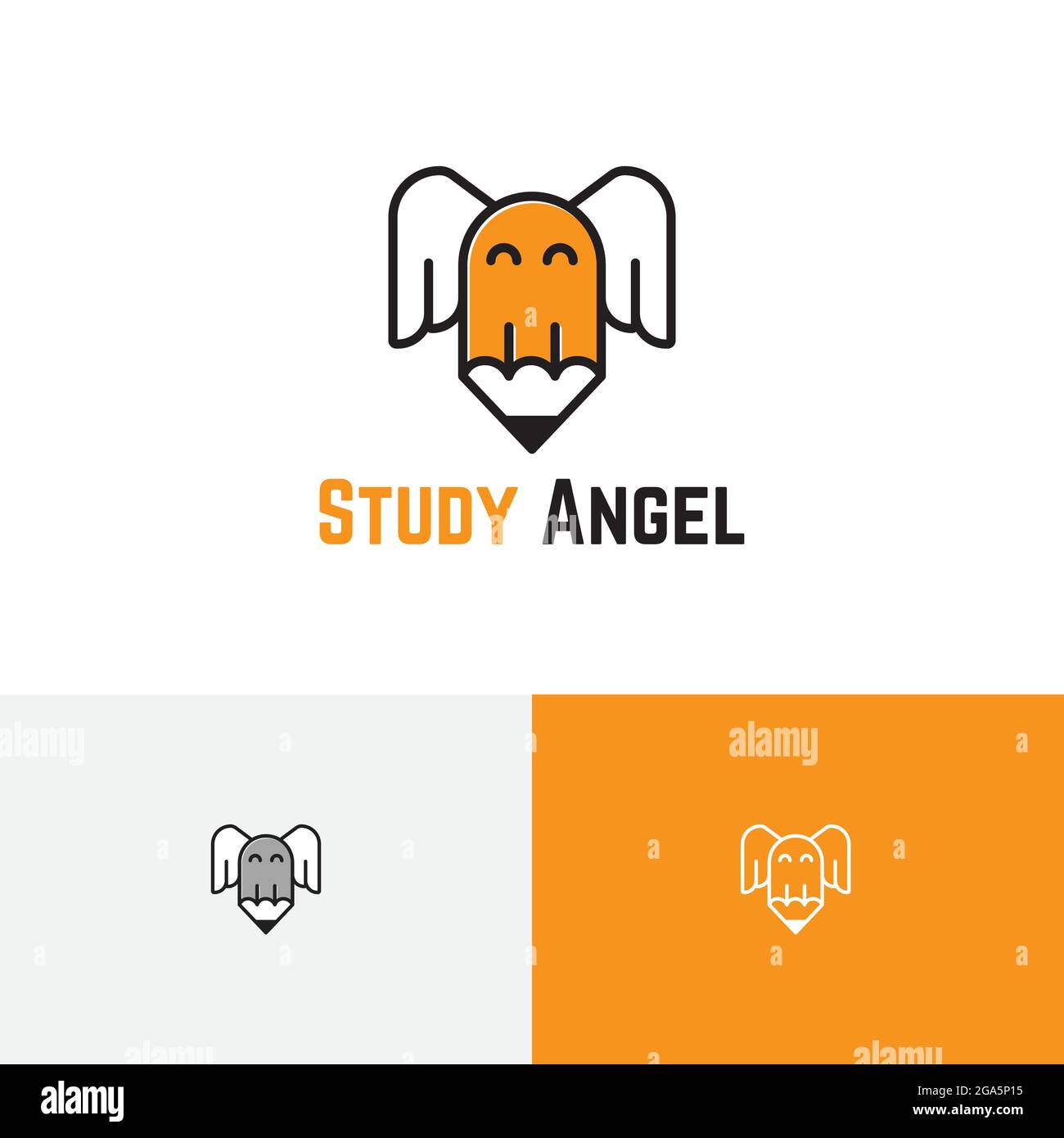 Study Angel Wings Flying Learning Course Fun School Education Logo Illustrazione Vettoriale
