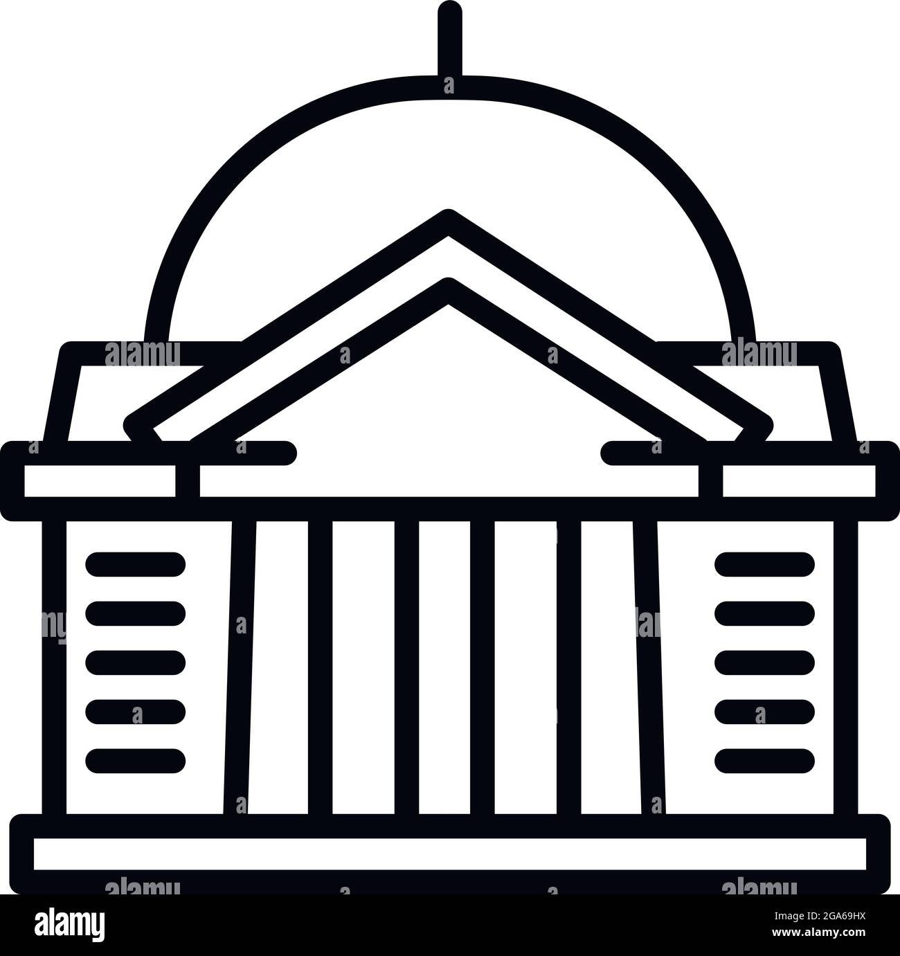 Icona del tribunale della città. Profilo città tribunale icona vettore per il web design isolato su sfondo bianco Illustrazione Vettoriale