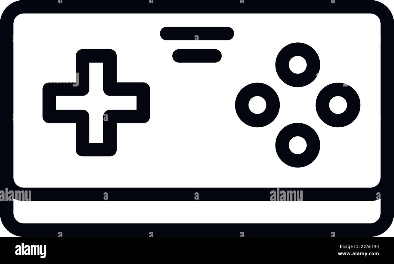 Icona del joystick dei videogiochi. Contorno del videogioco joystick icona vettoriale per il web design isolato su sfondo bianco Illustrazione Vettoriale