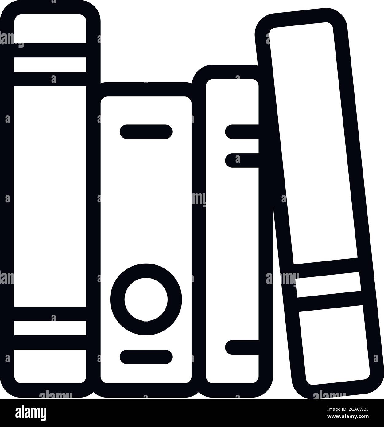 Icona della pila di libri per l'apprendimento interattivo. Delineare l'icona vettoriale di stack di libri di apprendimento interattivo per il web design isolato su sfondo bianco Illustrazione Vettoriale