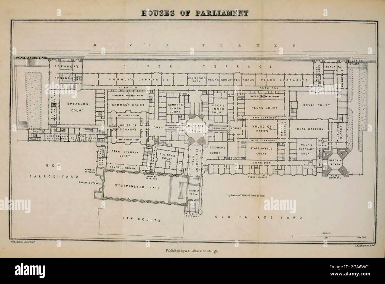 Houses of Parliament dal libro ' Londra e dintorni : una guida pratica alla metropoli e alle sue vicinanze, illustrata da mappe, piani e viste ' di Adam e Charles Black pubblicato a Edimburgo da A. & C. Black 1862 Foto Stock