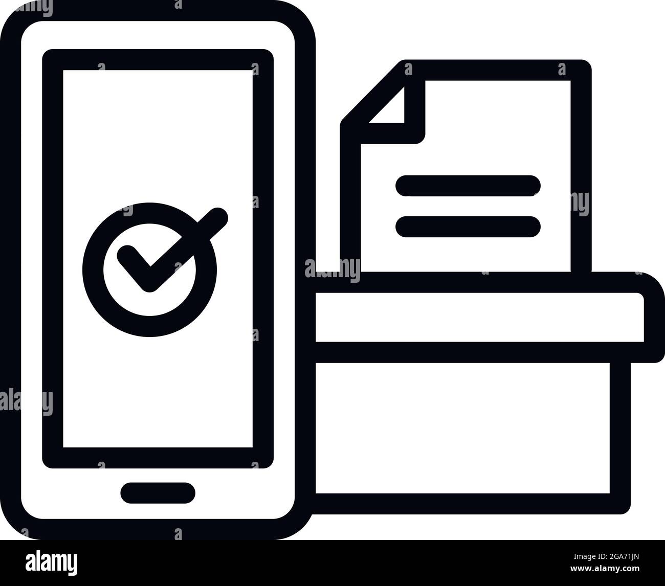 Icona di voto elettronico online. Profilo vettore elettronico di voto on-line icona per il web design isolato su sfondo bianco Illustrazione Vettoriale