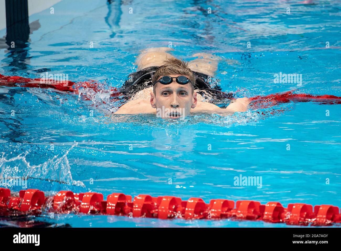 Florian WELLBROCK (GER) deluso dopo la gara; 800m freestyle, uomini, nuoto finale/donne/uomini, il 29 luglio, 2021; Olimpiadi estive 2020, dal 23.07. - 08.08.2021 a Tokyo/Giappone. Foto Stock