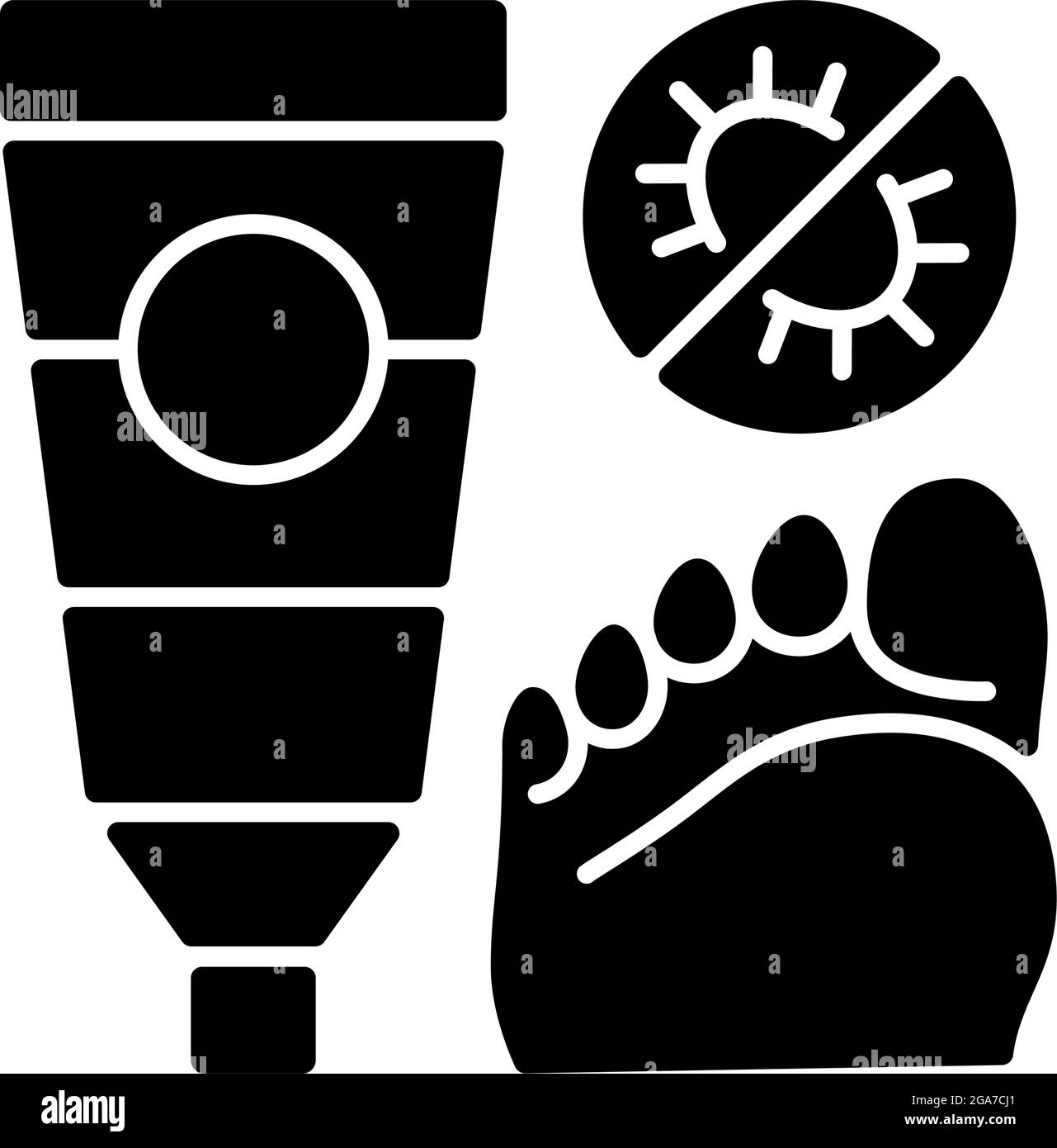 Icona glifo nero crema antifungina Illustrazione Vettoriale