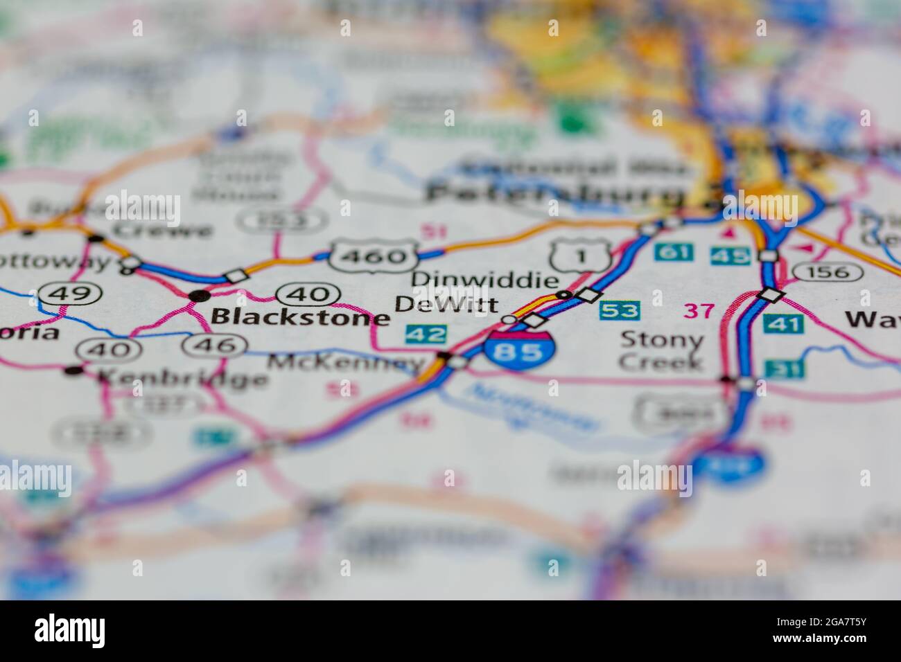 DeWitt Virginia viene visualizzato su una mappa stradale o su una mappa geografica Foto Stock