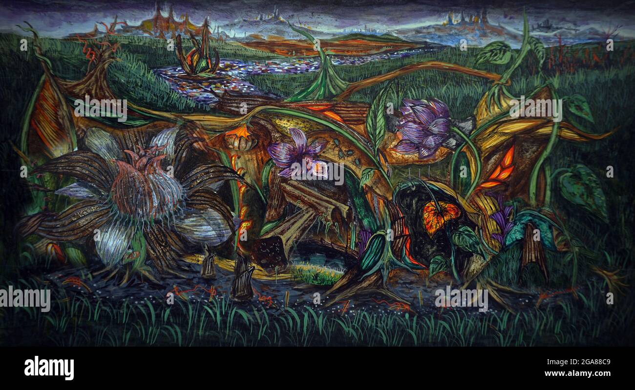 Arte pittura astratta fiore acrilico natura immaginazione Foto Stock