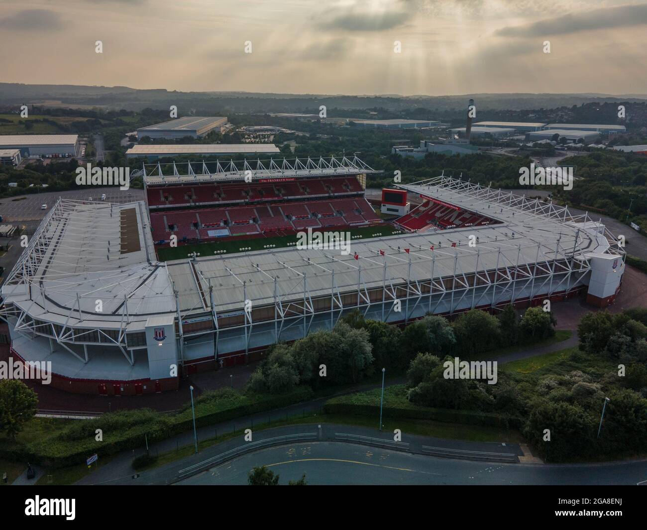 The Bet 365 Stadium Stoke City Football Club Stoke on Trent Aerial Drone View Covid 19 Shut Down Italian Fooottall Clubs from the Air Foto Stock