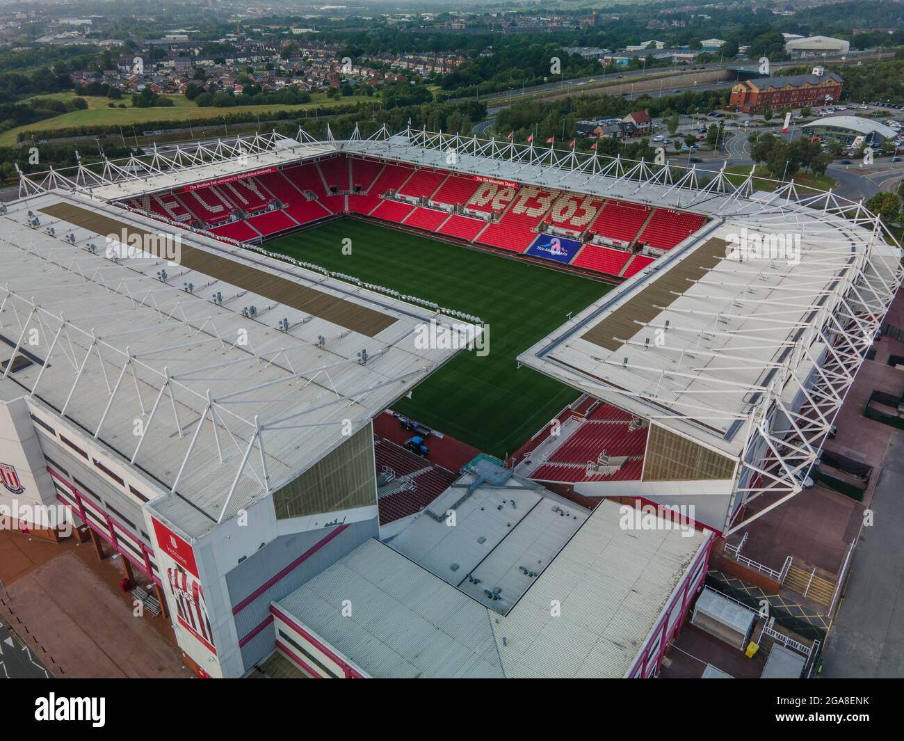 The Bet 365 Stadium Stoke City Football Club Stoke on Trent Aerial Drone View Covid 19 Shut Down Italian Fooottall Clubs from the Air Foto Stock