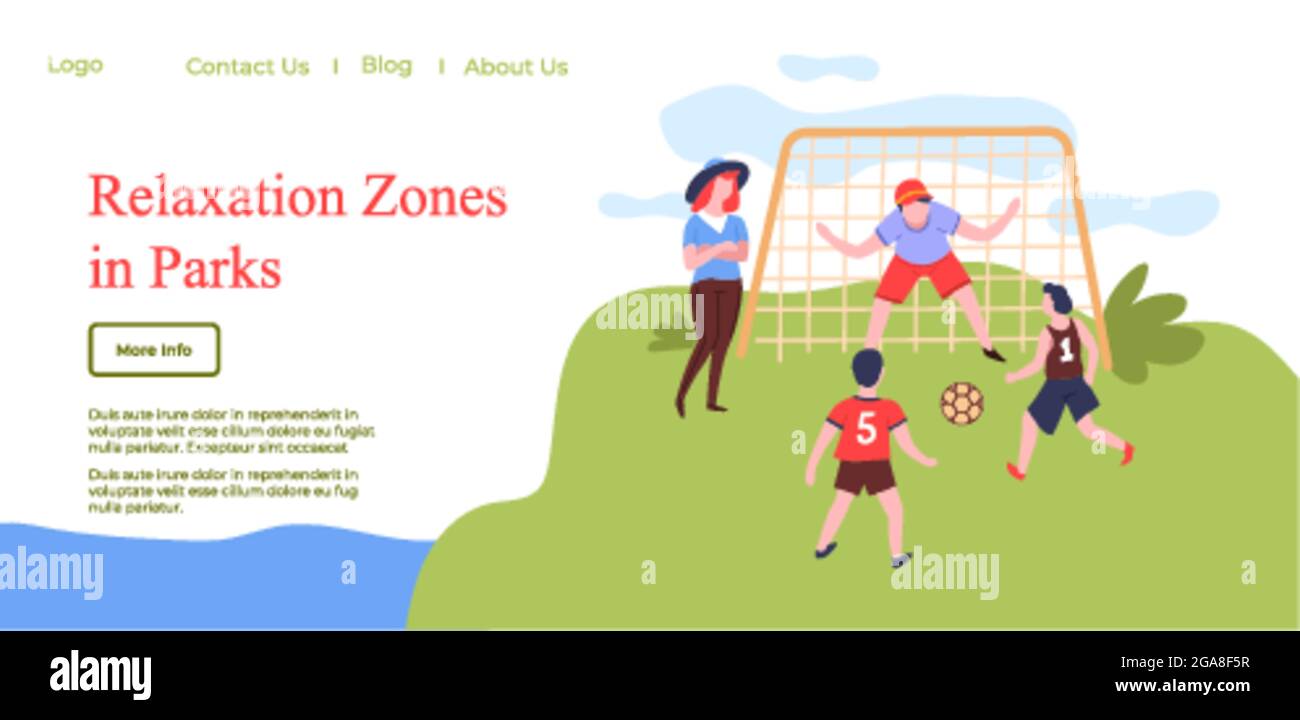 Zone ricreative nel parco bambini che giocano a calcio Illustrazione Vettoriale