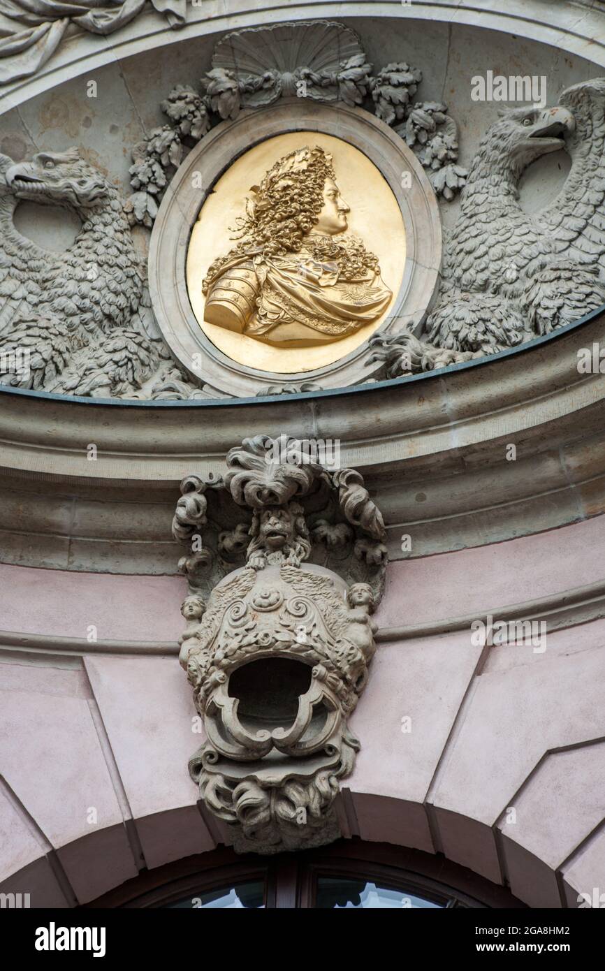 Zeughaus ex arsenale. Dettaglio facciata di Frederic i a Berlino, Germania. Foto Stock