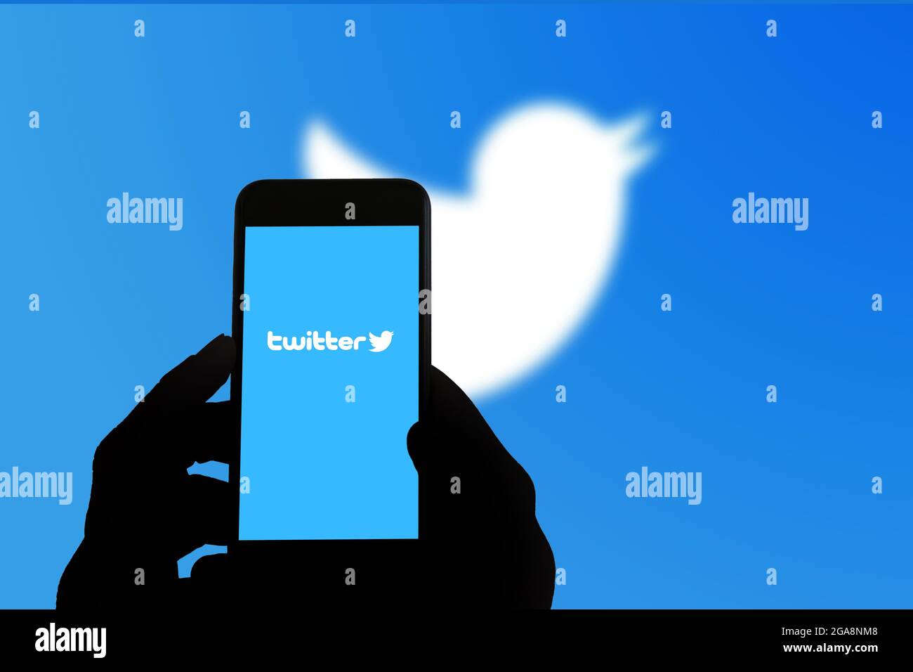 San Francisco, USA - Luglio 2021: Logo Twitter sullo schermo del telefono cellulare Foto Stock