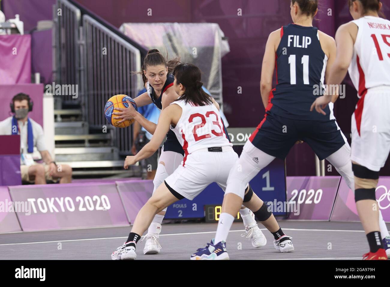 Marie-Eve PAGET (5) della Francia durante i Giochi Olimpici Tokyo 2020, Nom de l'epreuve il 25 luglio 2021 all'Aomi Urban Sports Park di Tokyo, Giappone - Foto Ann-Dee Lamour / CDP MEDIA / DPPI Foto Stock