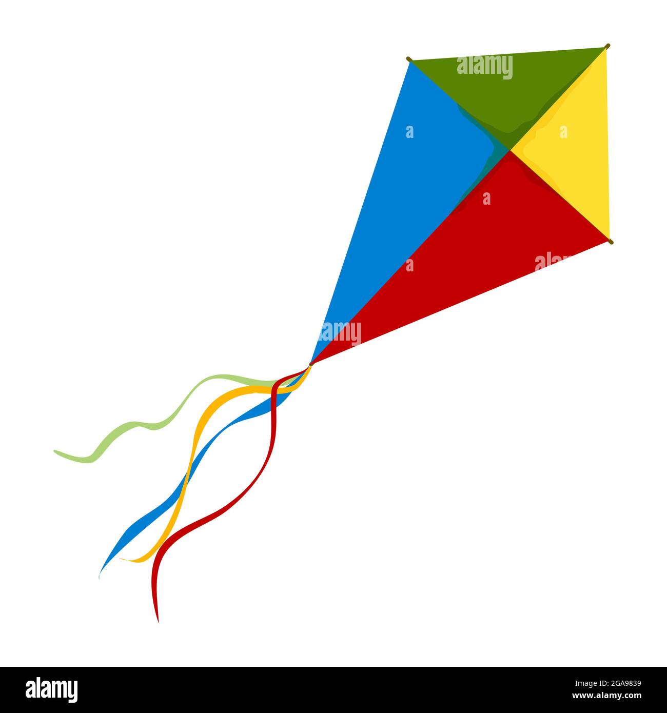 Flying Kite isolato su sfondo bianco. Illustrazione vettoriale per decorazione e disegno Foto Stock