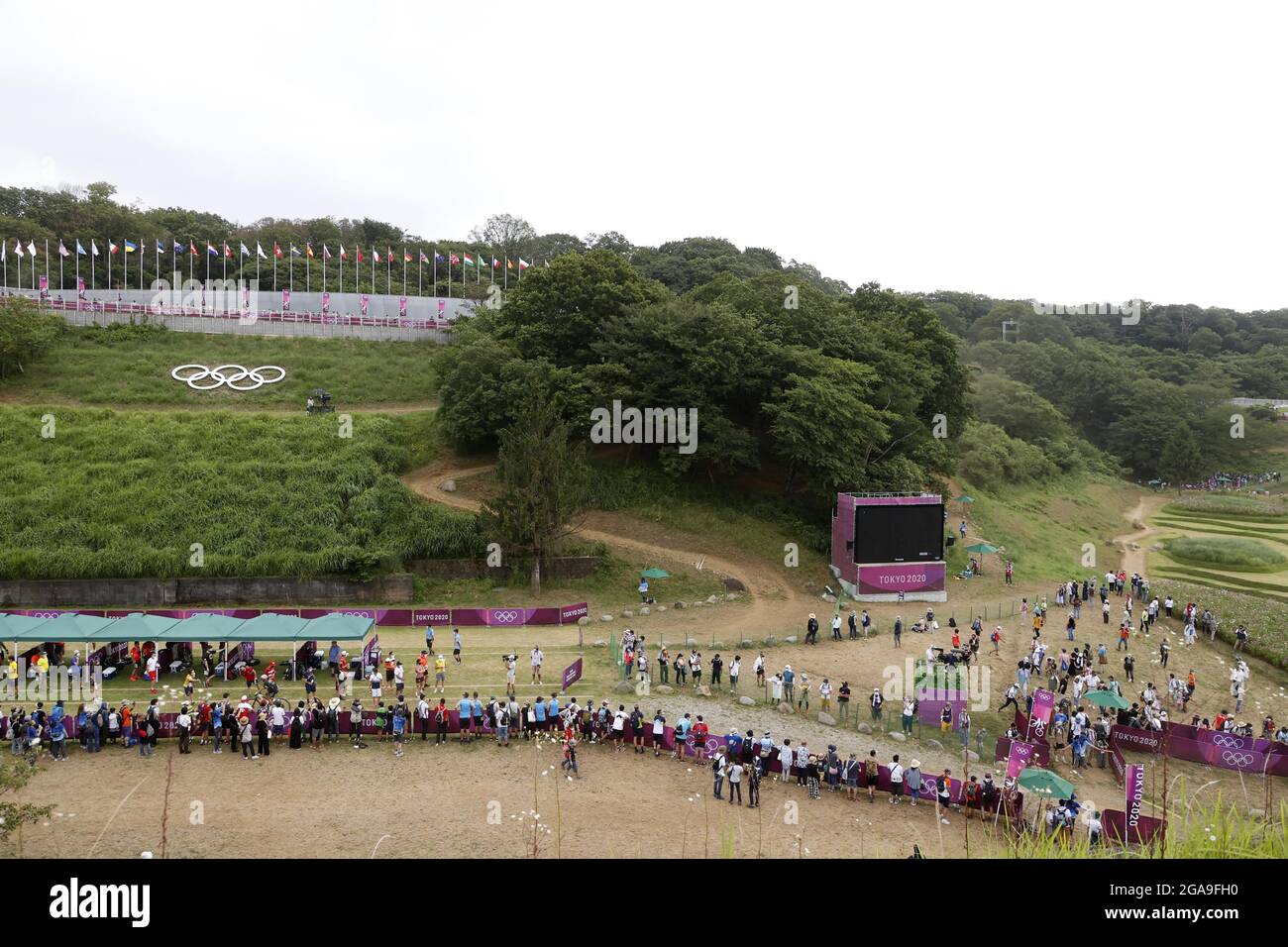 Vista generale durante i Giochi Olimpici Tokyo 2020, Ciclismo Mountain Bike Men's Cross-country il 26 luglio 2021 al corso Izu MTB a Izu, Giappone - Foto Kishimoto / DPPI Foto Stock