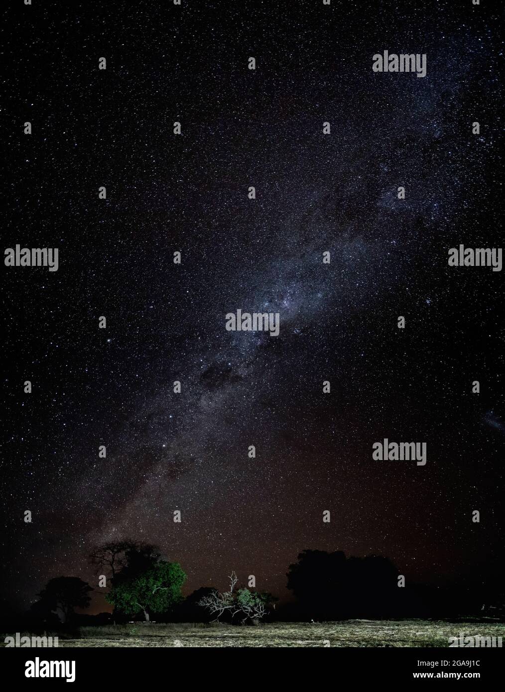 Panorama di cielo notturno limpido con stelle e milkway da via lactea Foto Stock