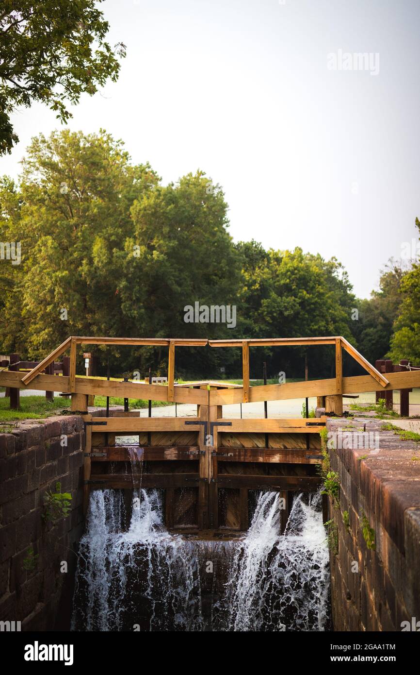 C&o Canal Lock 20 a Chesapeake e Ohio National Historic Park, Maryland. Foto Stock