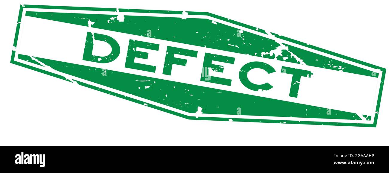 Grunge verde parola di difetto esagono guarnizione gomma stampigliata su sfondo bianco Illustrazione Vettoriale