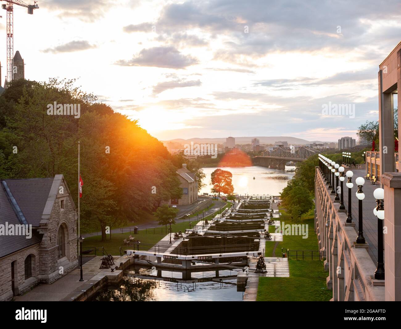 Canal Rideau al tramonto. Ottawa, Ontario, Canada. Foto Stock