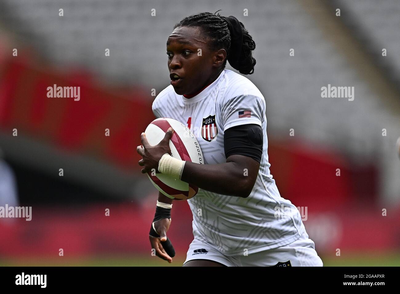 Tokyo, Giappone. 30 luglio 2021. Rugby donne 7. Australia e Stati Uniti. Stadio di Tokyo. 376-3. Nishimachi. Chofu-shi. Tokyo. Cheta Emba (Stati Uniti). Credit Garry Bowden/Sport in Pictures/Alamy Live News Credit: Sport in Pictures/Alamy Live News Foto Stock