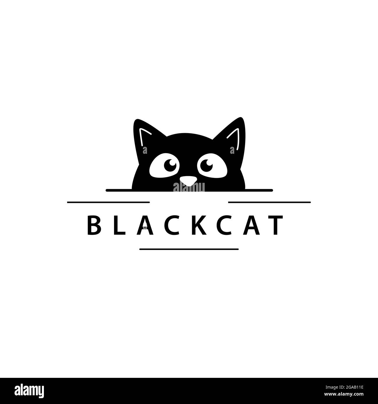 Immagine di gatto nero. Logo dell'azienda di animali domestici o veterinari. Illustrazione Vettoriale