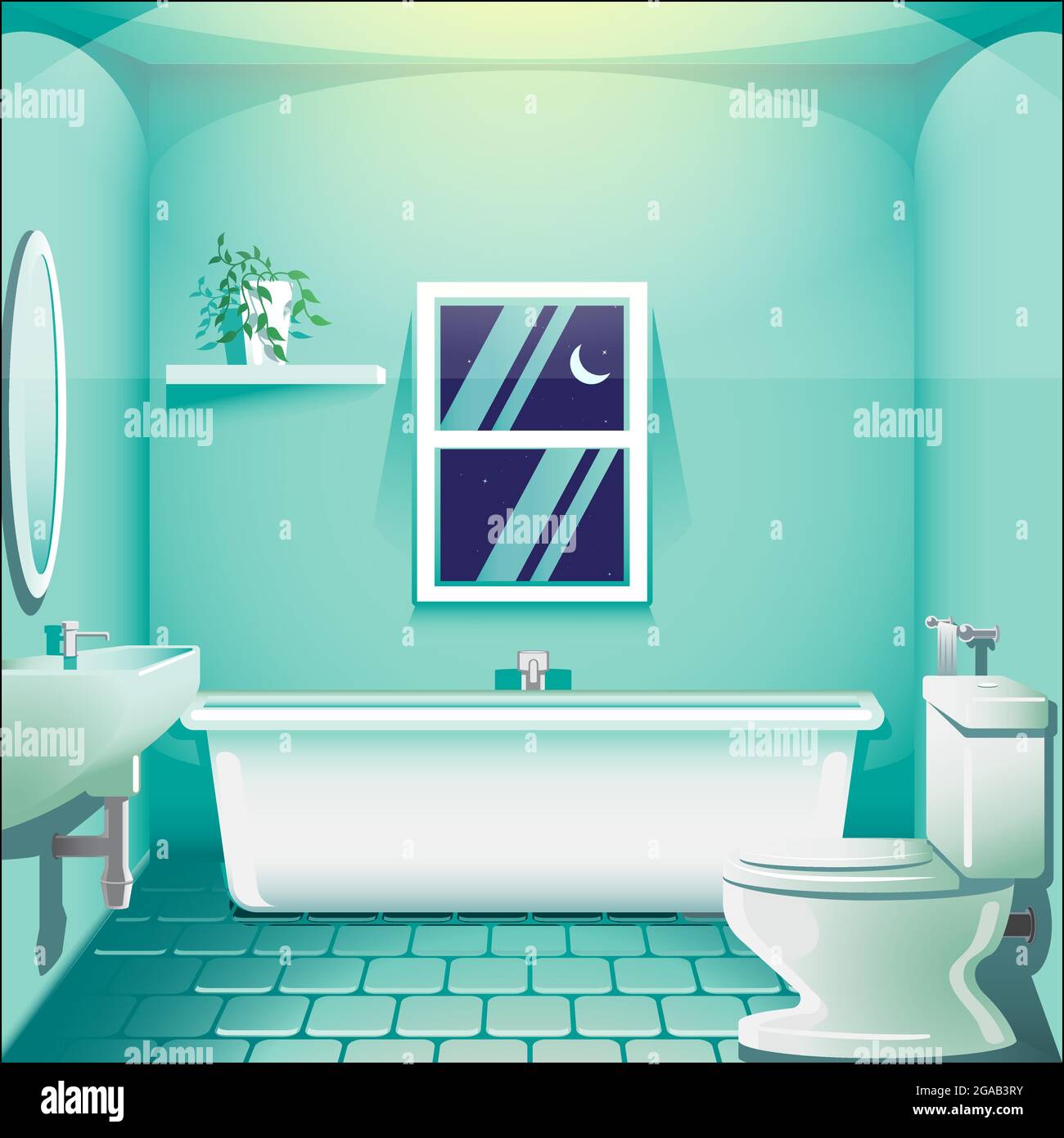 Bagno di notte immagine di sfondo in formato vettoriale modificabile Illustrazione Vettoriale