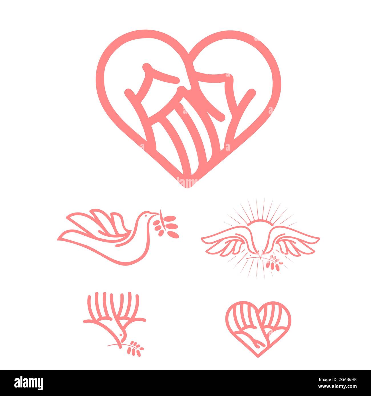 Set di simboli cura e amore bunle di illustrazione vettoriale Illustrazione Vettoriale