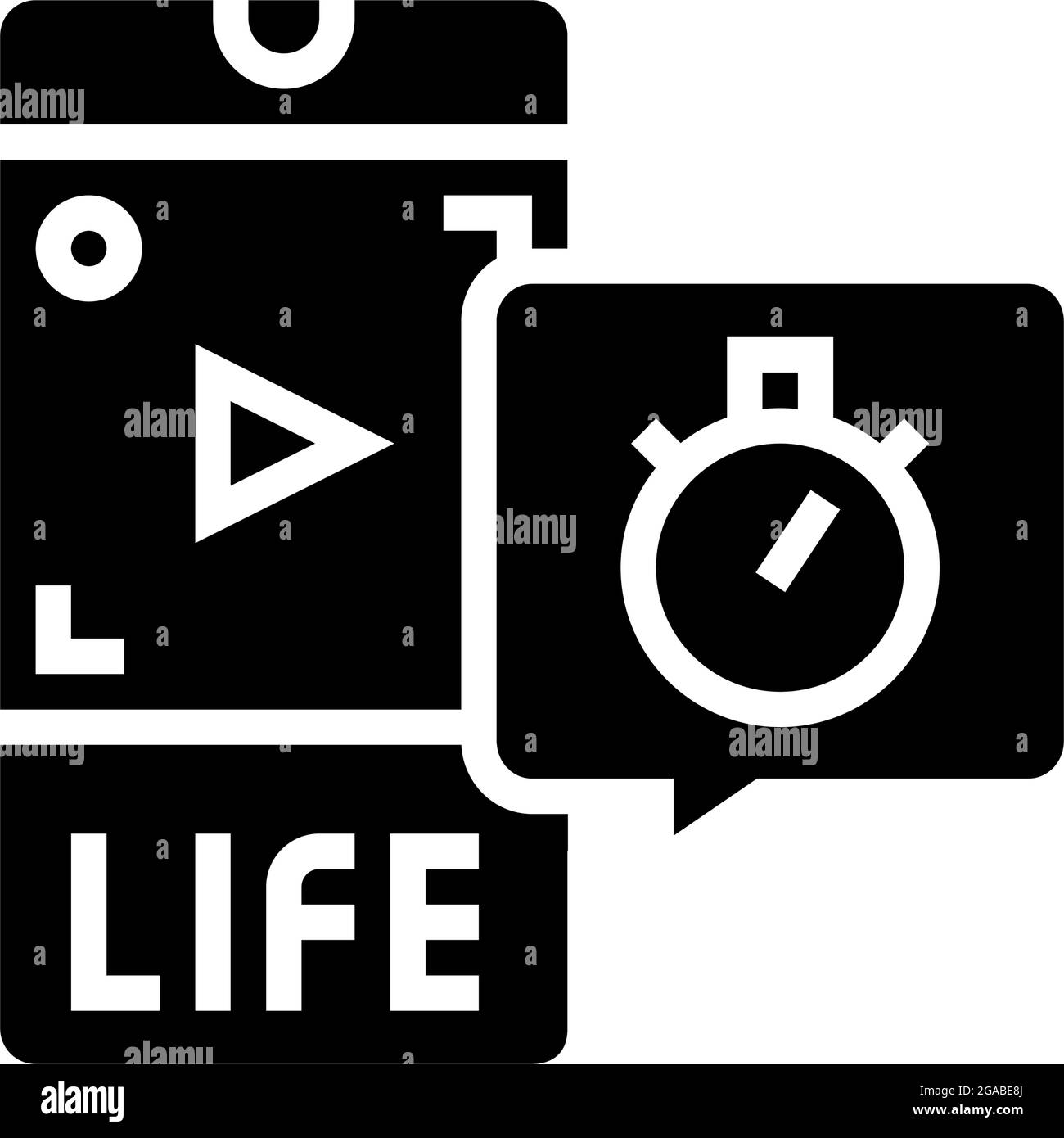 immagine vettoriale dell'icona glifo effimero del video in tempo reale Illustrazione Vettoriale
