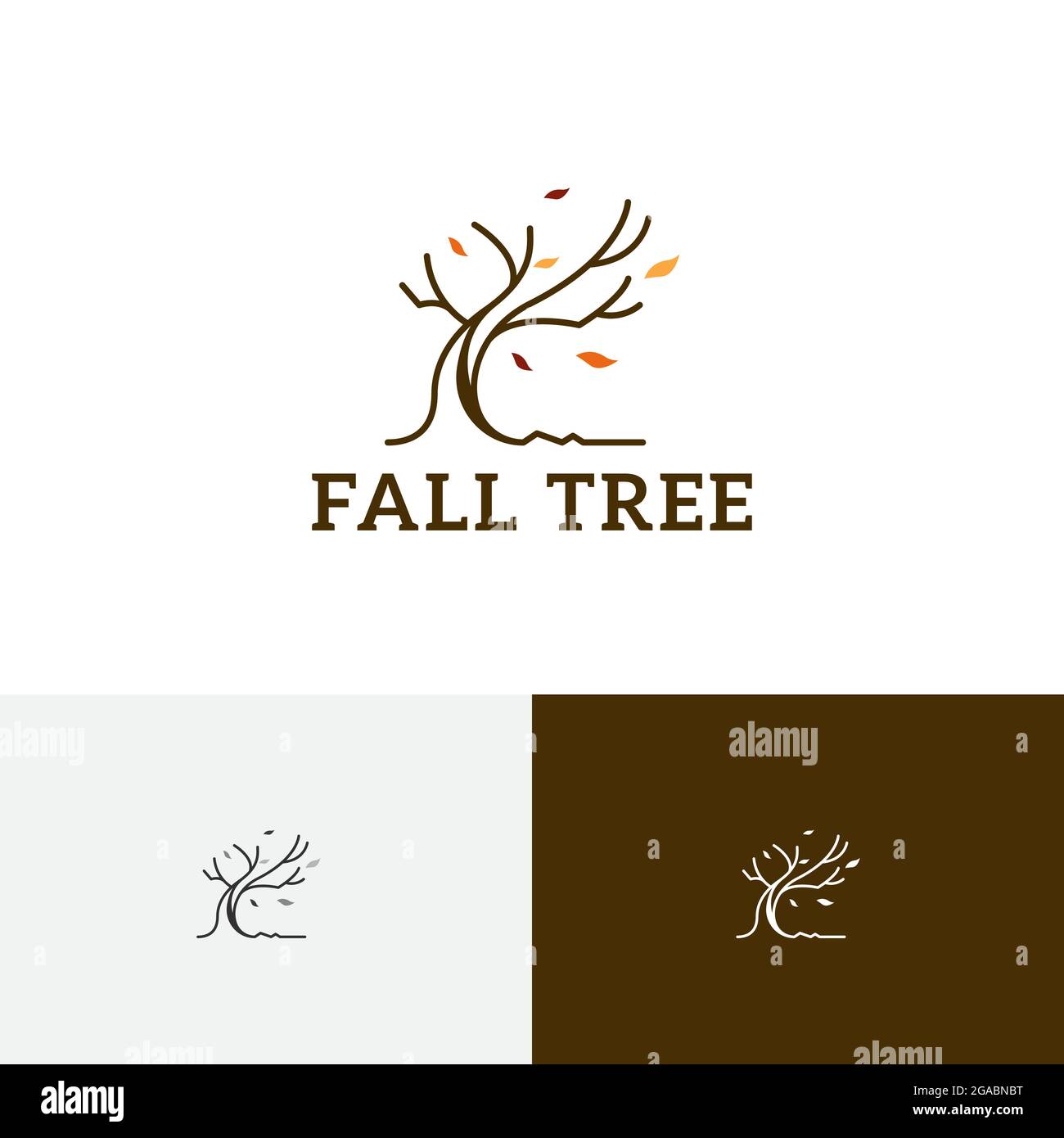 Fallen Leaves albero Autunno Stagione natura Logo Illustrazione Vettoriale