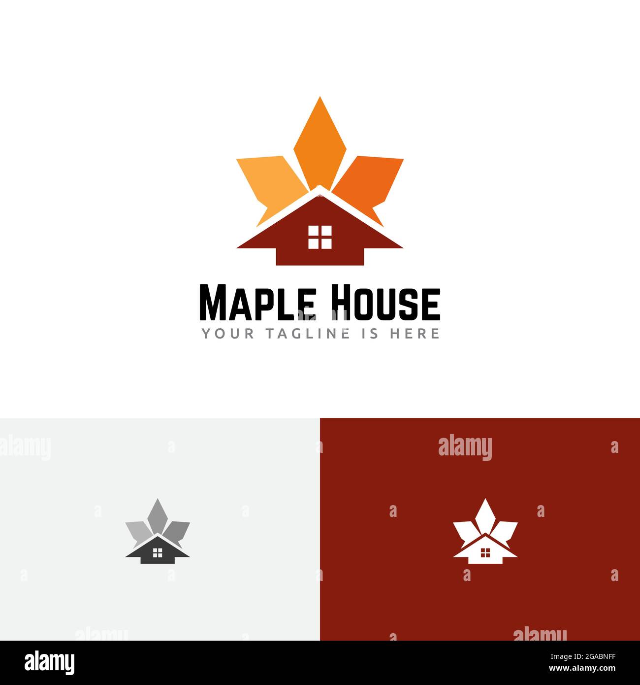 Star Maple Leaf House Home Autunno Autunno Stagione Immobiliare Logo Illustrazione Vettoriale