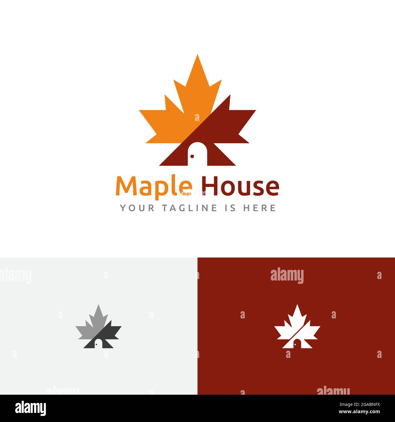 Maple Leaf House Home Autunno Autunno Stagione Immobiliare Logo Illustrazione Vettoriale