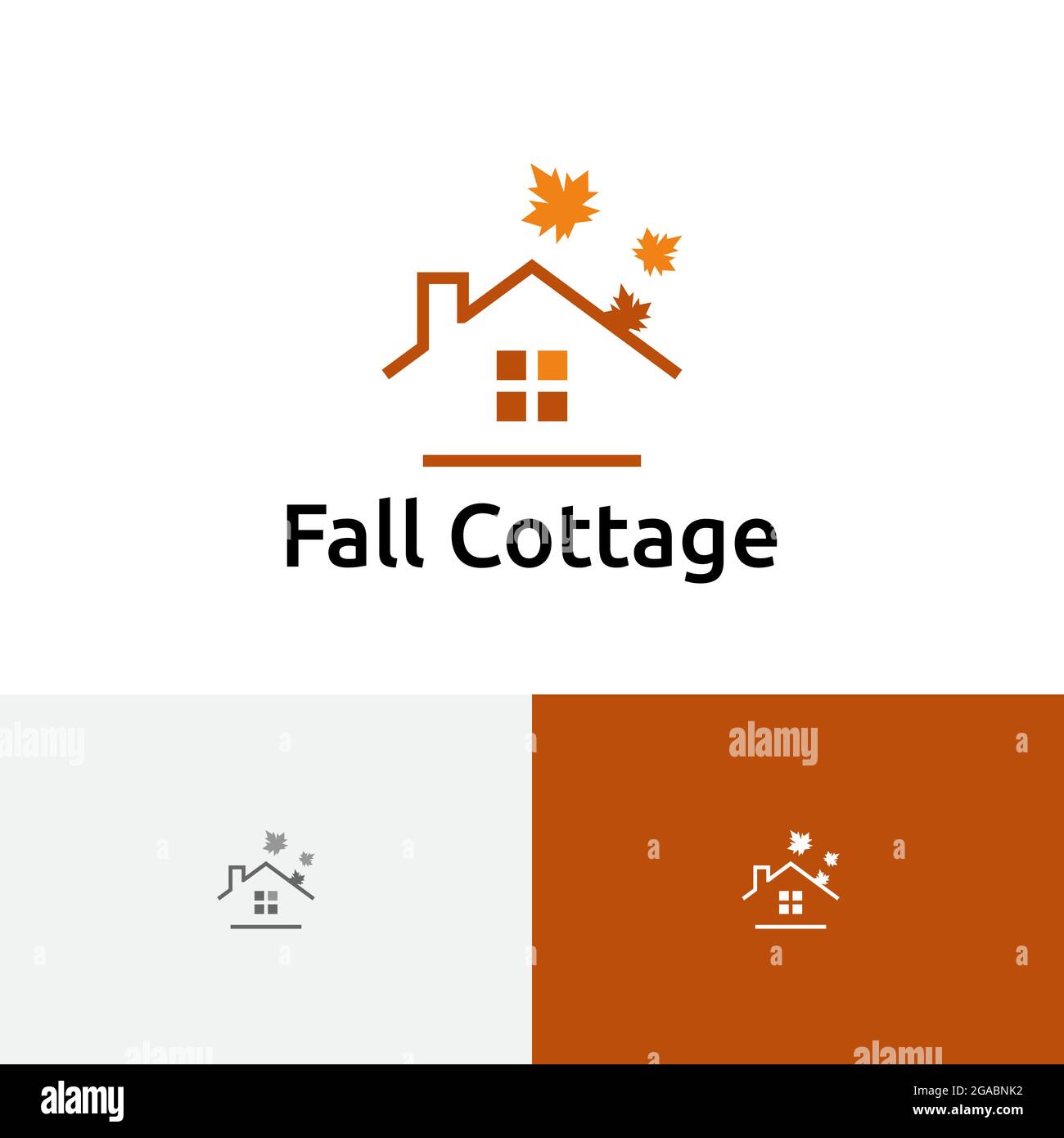 Maple Leaf House Cottage Autunno Stagione Tour Travel Logo Illustrazione Vettoriale