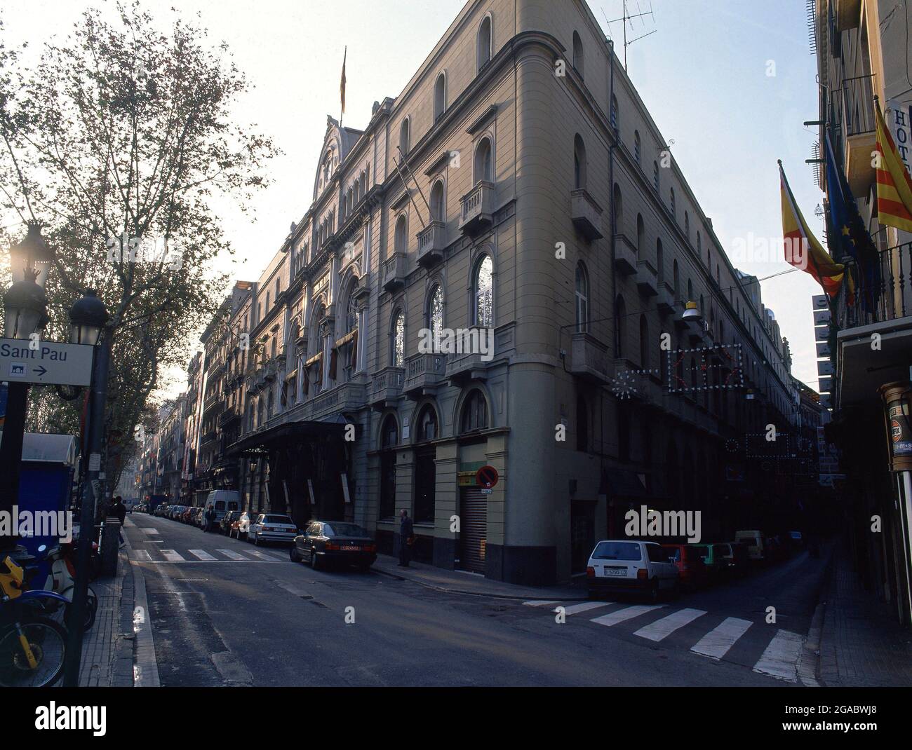 ESTERNO ANTES DEL INCENTIO DE 1994 IT LA RAMBLA. POSIZIONE: TEATRO DEL LICEO. Barcellona. SPAGNA. Foto Stock