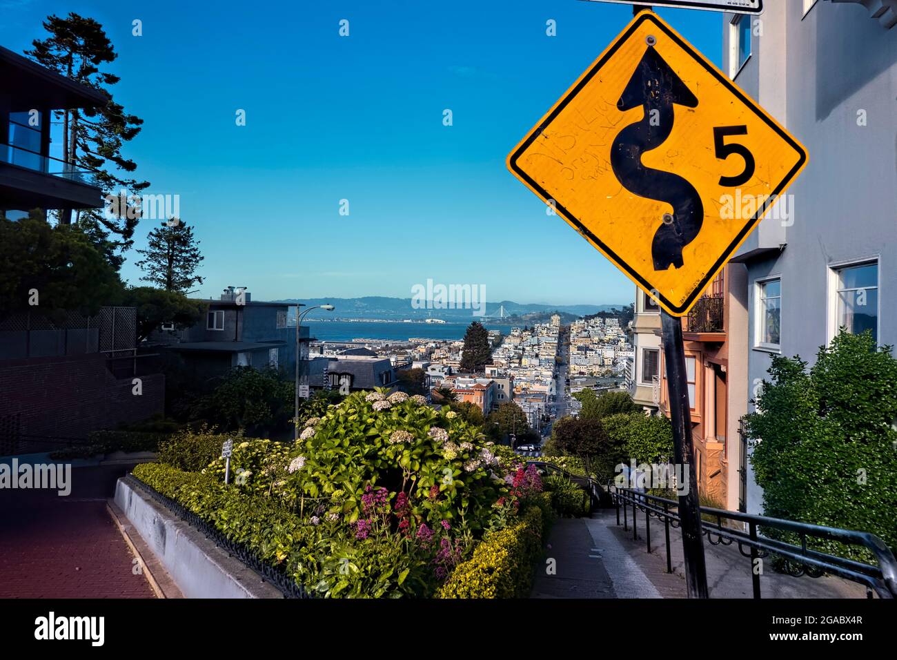 Lombard Street "Crooked", San Francisco, California, U.S.A Foto Stock