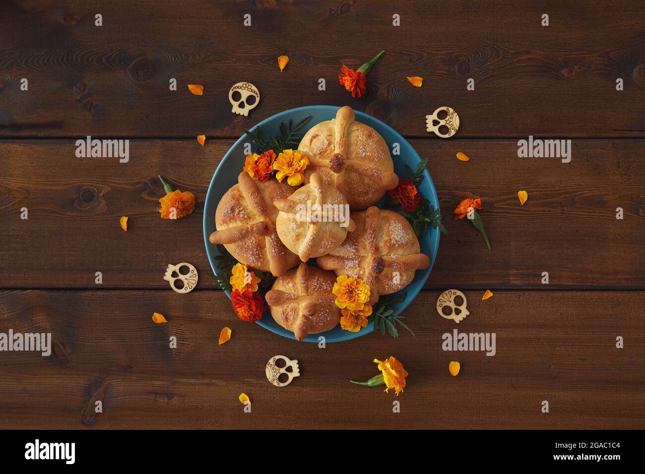 Giorno dei morti, dia De Los Muertos sfondo con pane della morte Foto Stock