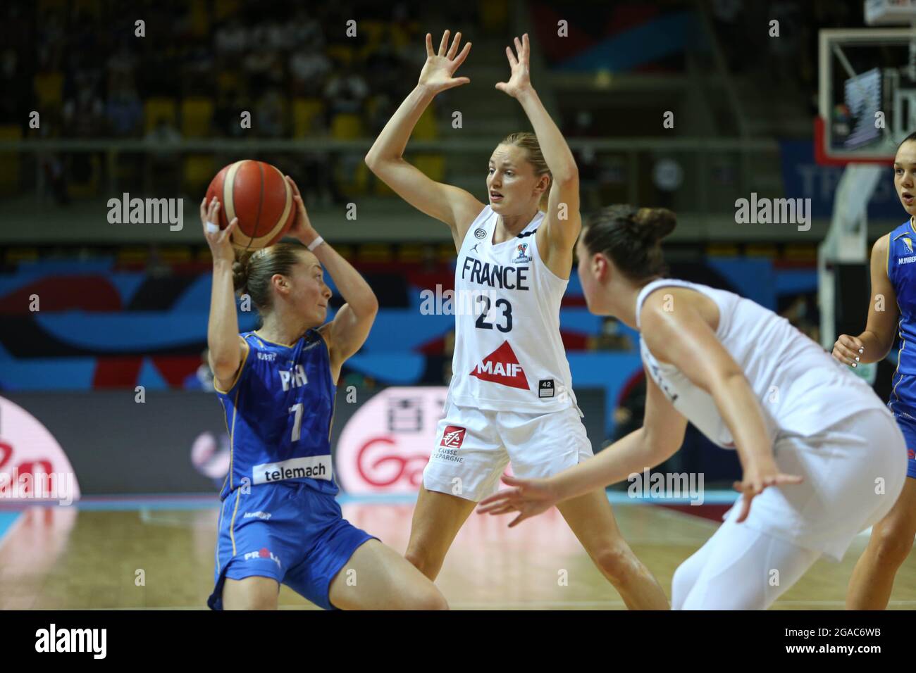 Durante la FIBA Women's EuroBasket 2021, quarti di finale di basket tra Francia e Bosnia Erzegovina il 23 giugno 2021 al Rhenus Sport di Strasburgo, Francia - Foto Laurent Lairys / DPPI Foto Stock